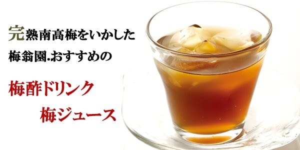 完熟南高梅をいかした梅翁園.おすすめの梅酢ドリンク・梅ジュース