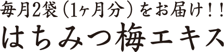 毎月2袋（1ヵ月分）をお届け！！ はちみつ梅エキス