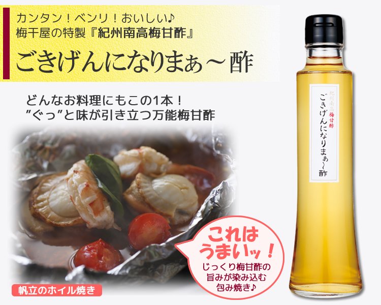 梅製品 クエン酸たっぷり調味酢 ごきげんになりま 酢 梅干し 紀州 梅干 の通販は梅翁園 ばいおうえん